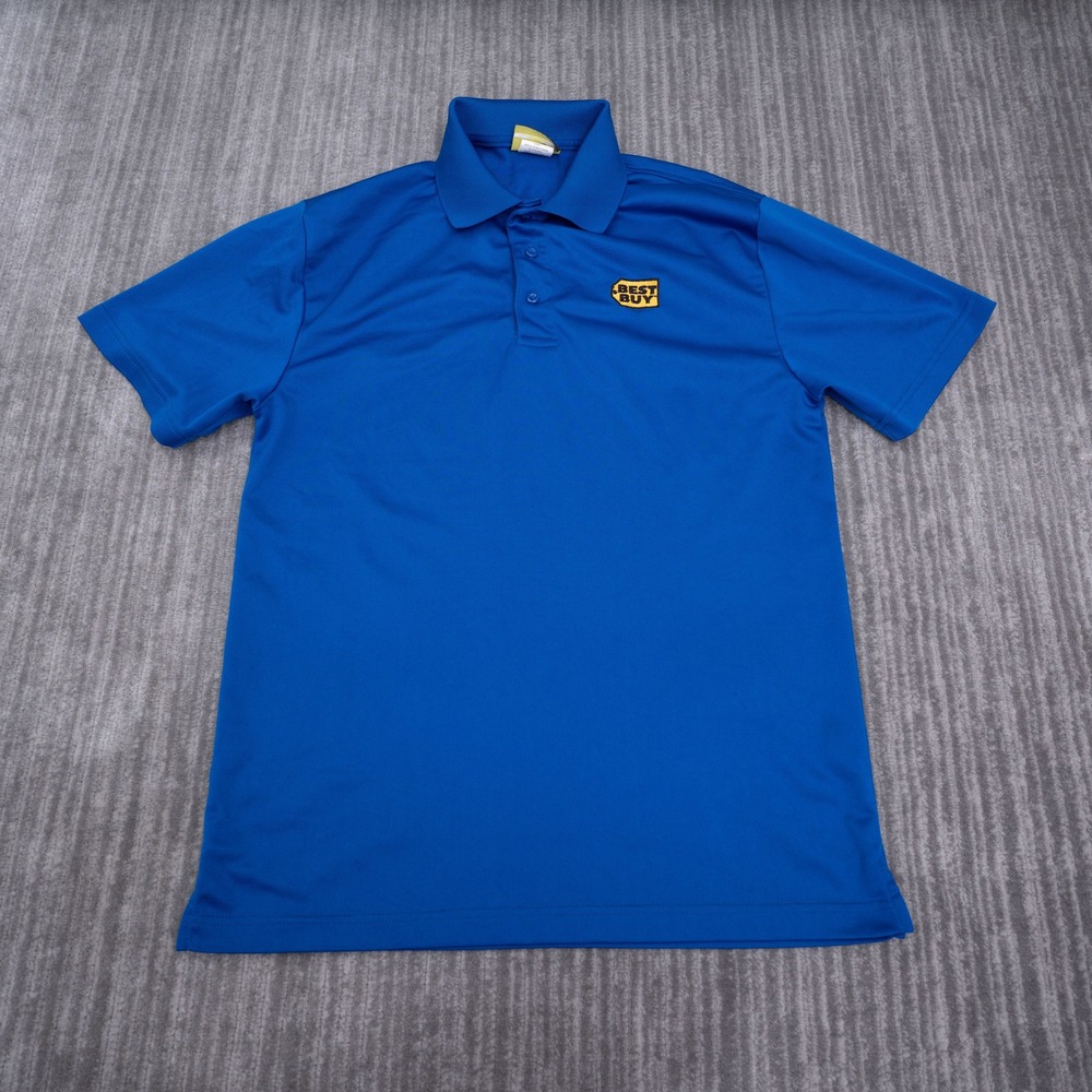 Best Buy Employee Uniform Polo Shirt Mens Medium Blue Polyester Performance Logo